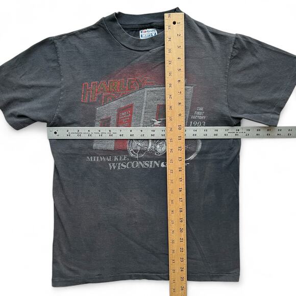 Vintage 80s Harley Davidson Motorcycles First Factory T Shirt Bikers Only Hanes - Picture 12 of 12